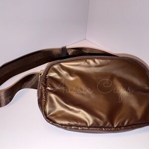 Anthropologie Bronze or Brown Belt Bag, Fanny Pack, W/ Gold Accents Like-new